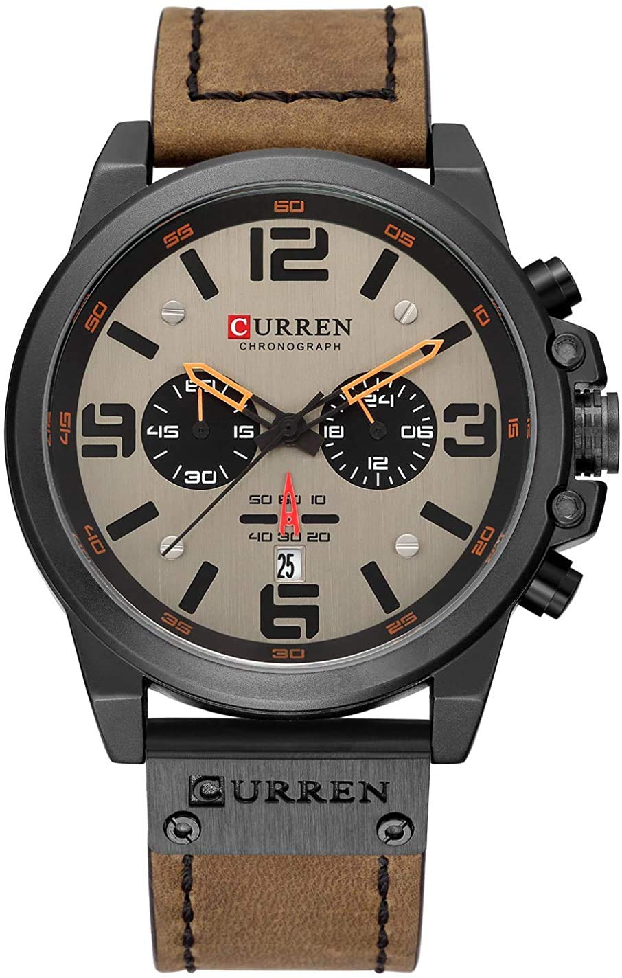 MASTOP Men's Military Chronograph Watch - Waterproof Leather Strap Quartz Watch with Date Display | Perfect for Outdoor Activities, Sports & Casual Wear
