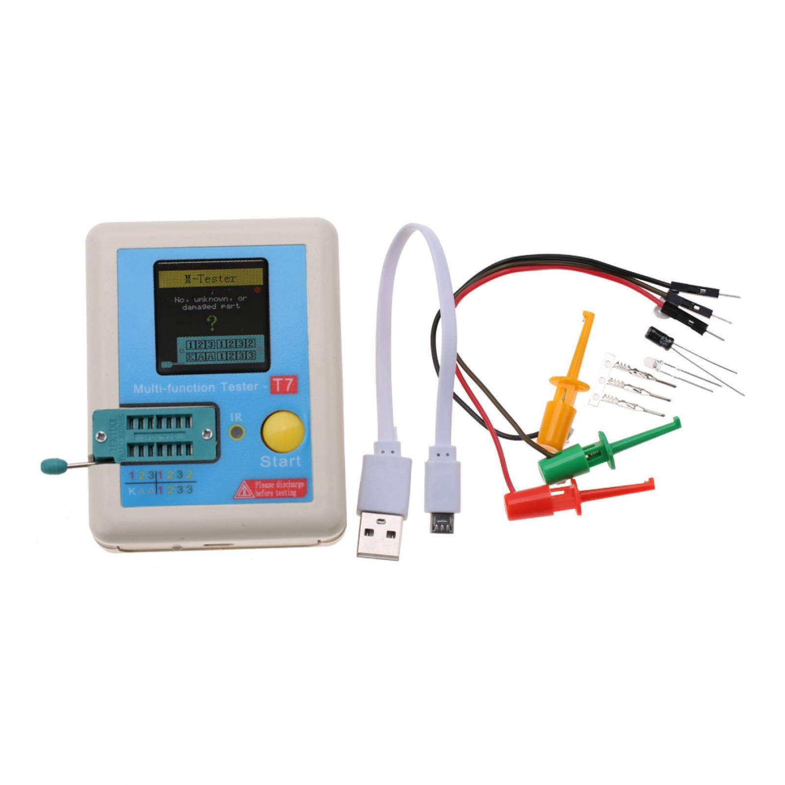 Multifunction Transistor Tester with Full Color Display - LCR-T7 Digital Component Tester for Capacitor, Resistor, Diode Measurement - Perfect for School Laboratories, Electronics Hobbyists & DIY Projects