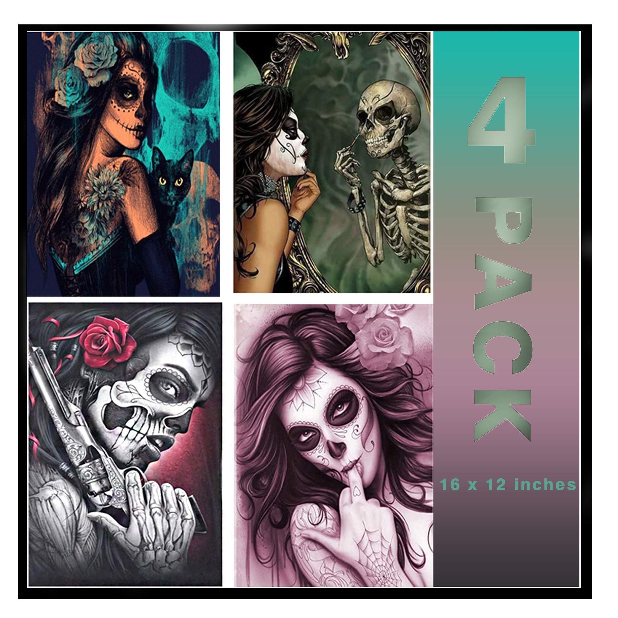 5D Diamond Painting Kits for Adults & Kids - 4 Sets Full Drill Rhinestone Art (16x12 inches) - DIY Home Wall Decor, Gift Idea for Birthday & Christmas