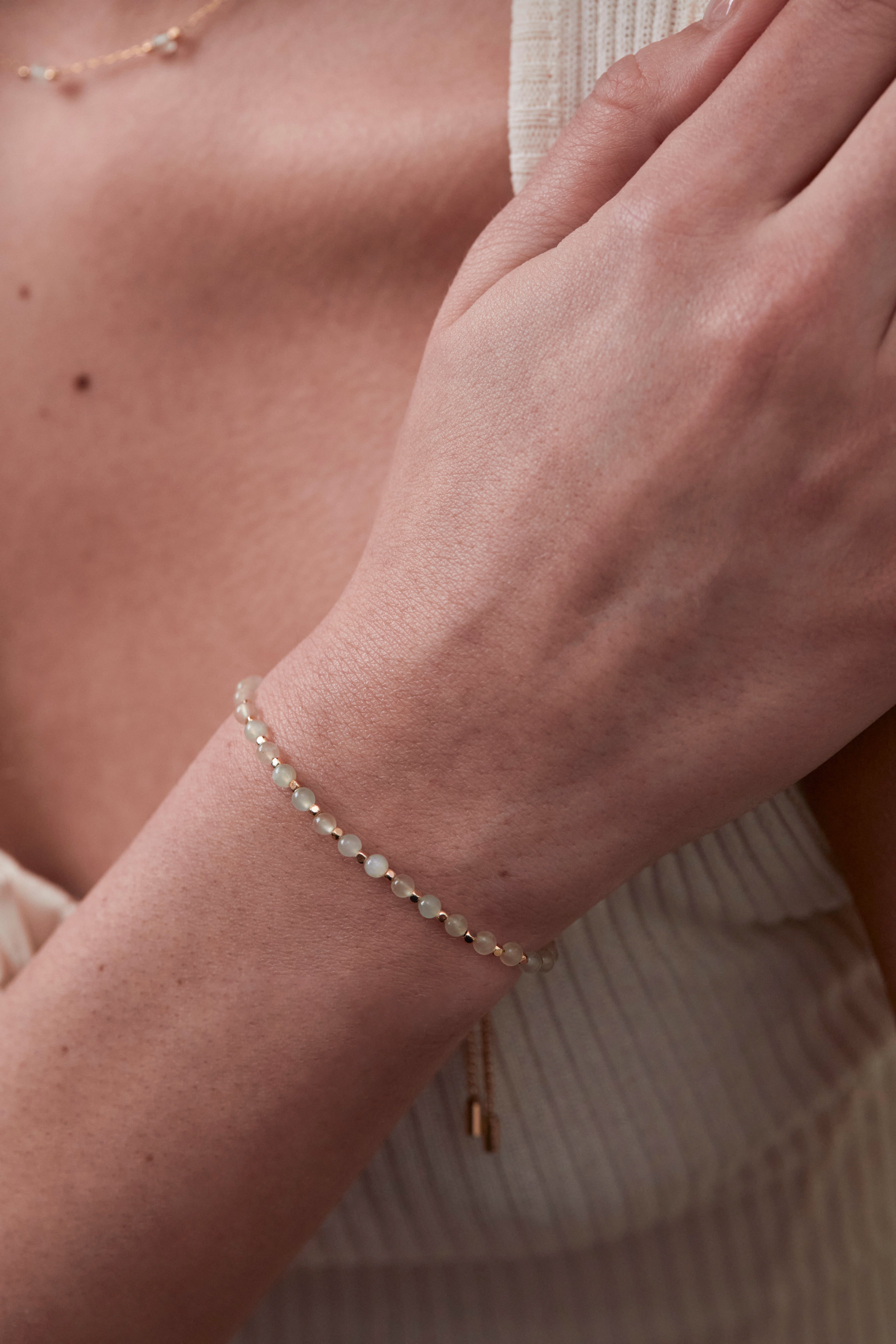 Healing Prehnite Gemstone Amelia Bracelet for Women - Natural Stone Energy Jewelry for Relaxation, Meditation & Positive Vibes