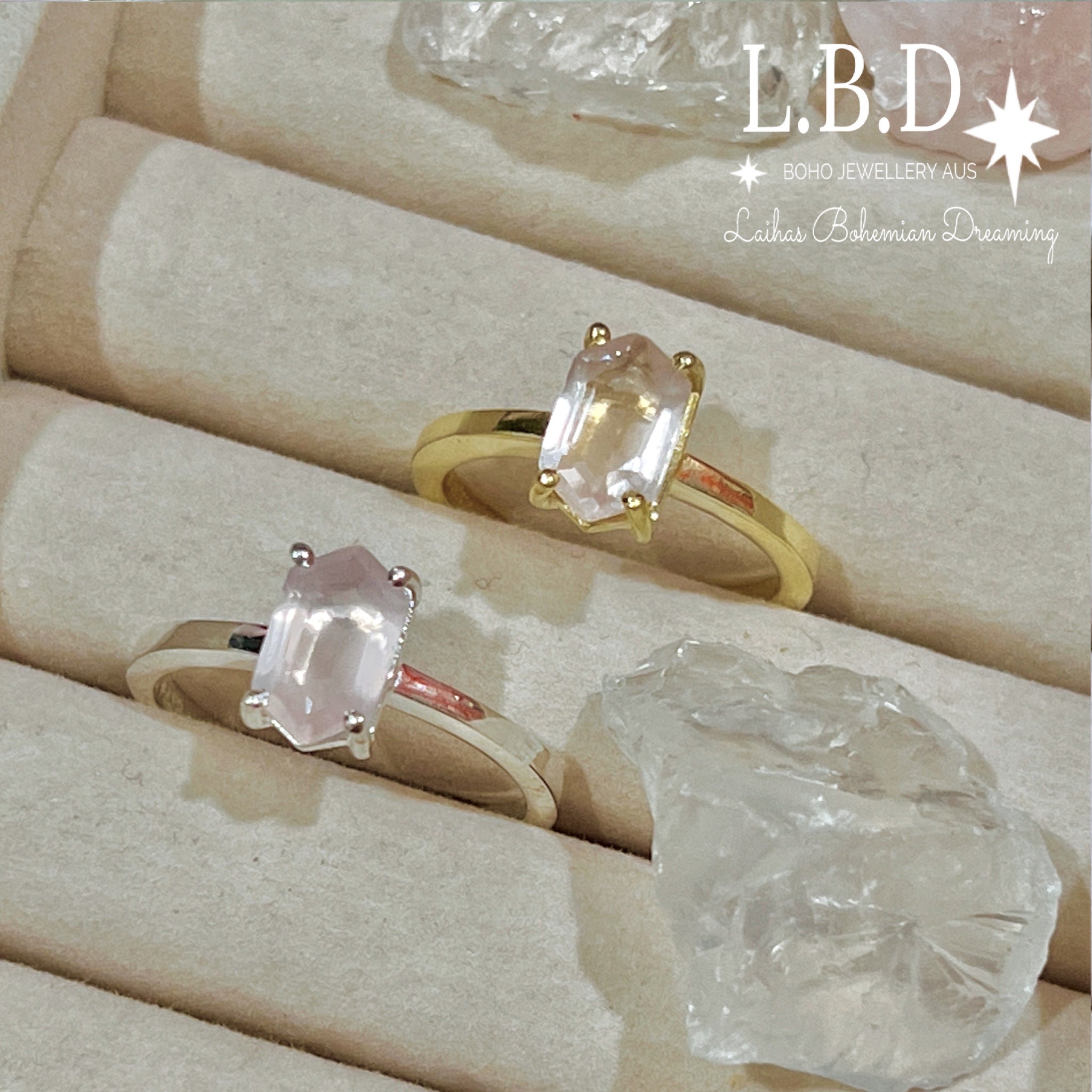 Mini Hexagon Rose Quartz Crystal Ring for Women - Elegant Healing Stone Jewelry for Love & Positivity - Perfect for Gifts, Meditation & Everyday Wear