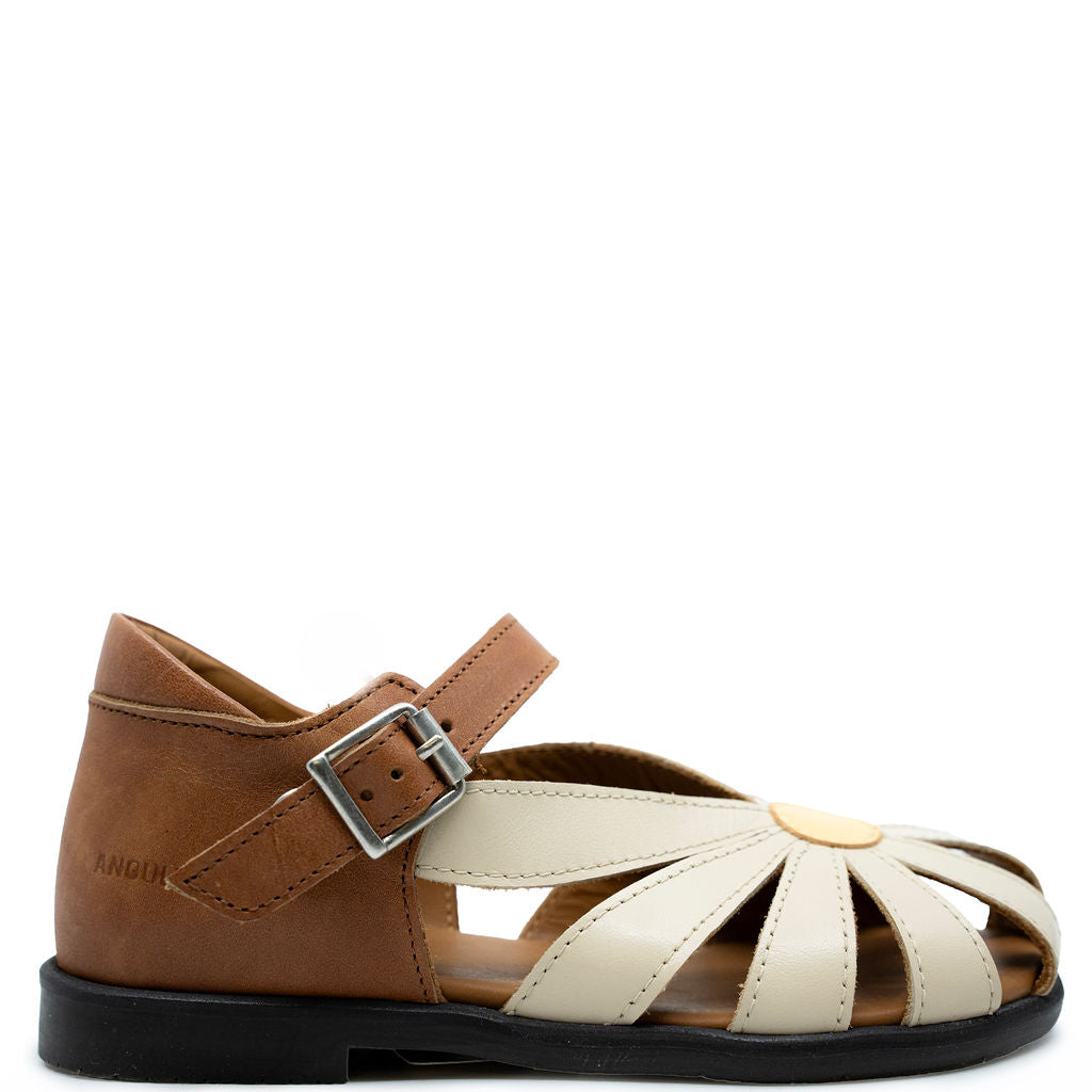 Angulus Butter Daisy Closed Toe Sandals for Women - Comfortable Leather Summer Shoes for Casual Outings & Beach Vacations