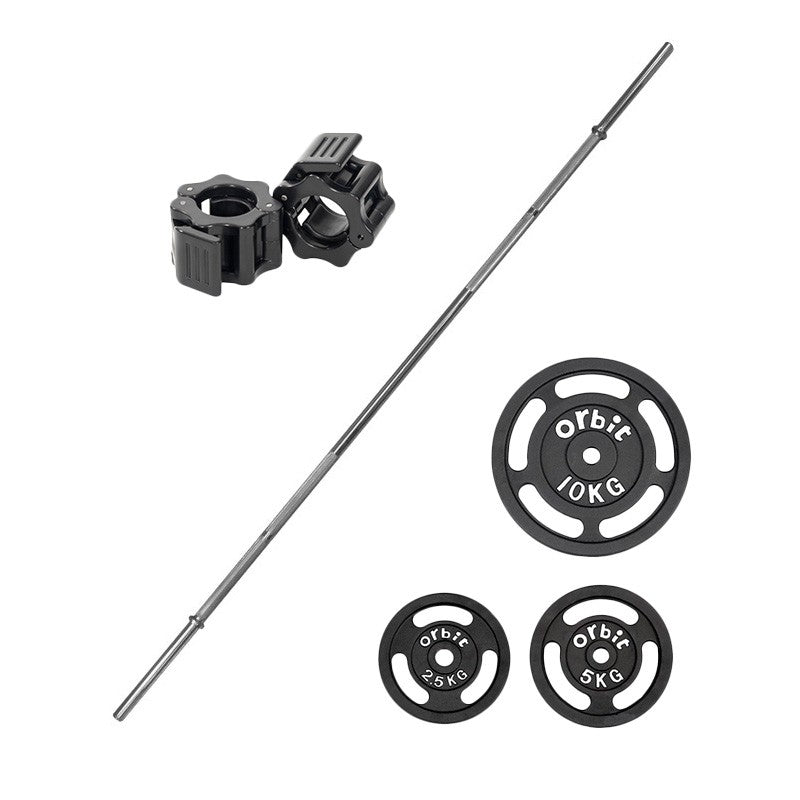 Orbit Standard 50kg Olympic Barbell Set with Curl Bar - Weight Lifting Equipment for Home Gym & Strength Training