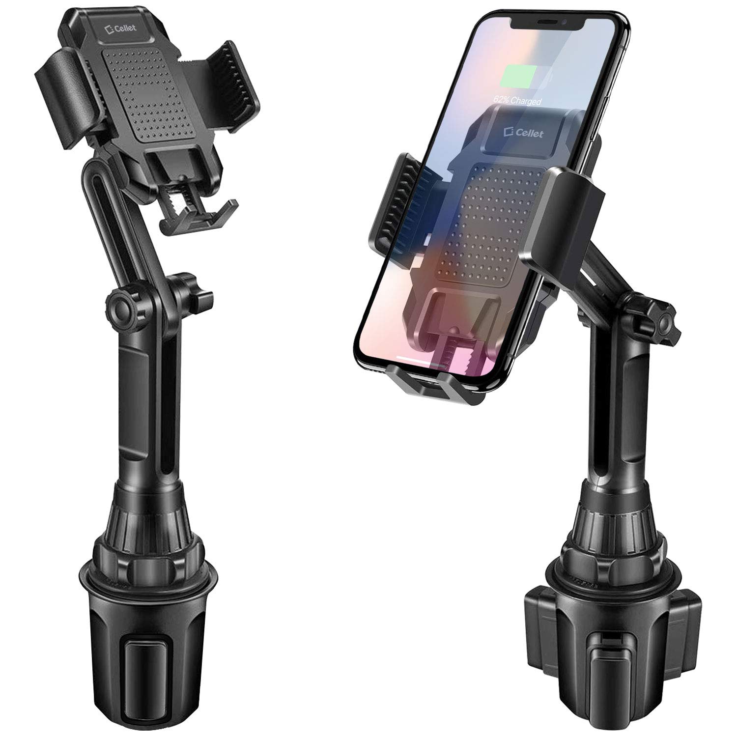 Car Cup Holder Phone Mount for iPhone & Android - Universal Phone Holder Cradle Compatible with Tesla Model 3/Y - Perfect for Road Trips & Hands-Free Driving