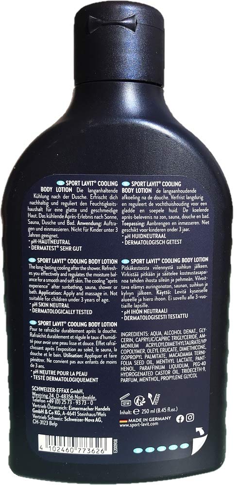 SPORT LAVIT® Cooling Body Lotion 250ml - Refreshing & Hydrating Moisturizer for Post-Workout, Sunburn Relief & Summer Skin Care