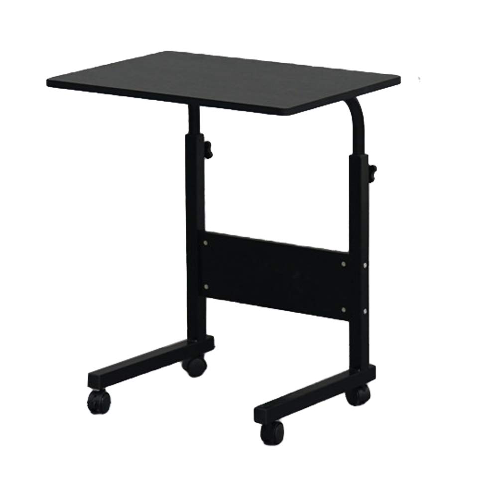 Adjustable C-Shaped Rolling Side Table with Wheels - Wooden Top & Metal Frame End Table for Bedroom, Living Room, Office - Perfect as Laptop Stand, Snack Table, TV Tray, or Bedside Table