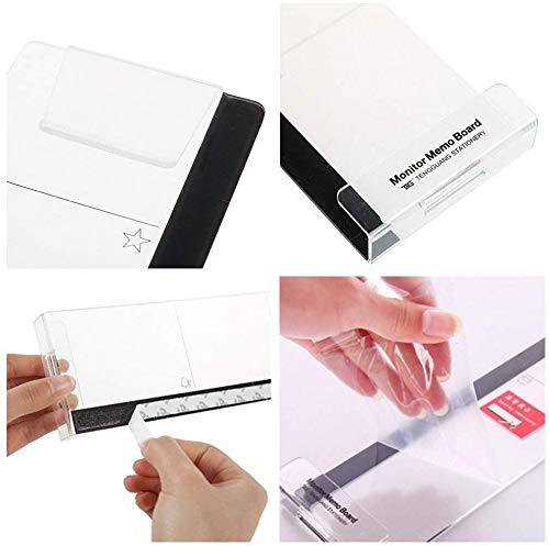 Transparent Sticky Note Holder for Computer Monitor - Multifunctional Memo Board with Clip for Home & Office Desk Organizer - Perfect for Notes, Messages & Phone Storage (Right Side) - Ideal for Workspace Productivity & Organization