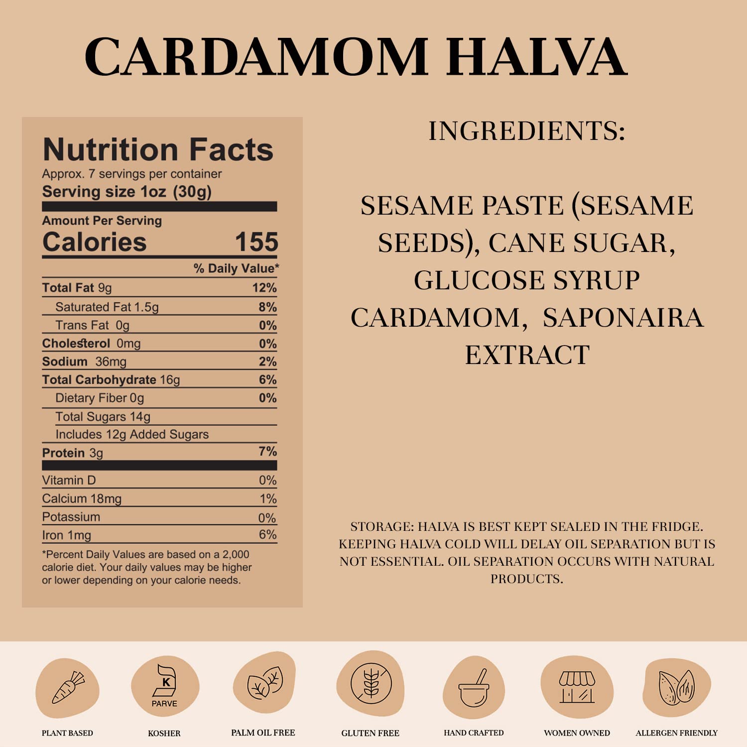 Organic Halva Candy - Vegan, Kosher, Gluten-Free Toasted Sesame Treat - Soft & Fudgy Middle Eastern Dessert Made from 100% Sesame Paste - Perfect for Snacking, Gift Giving & Healthy Dessert - 8 oz Pack