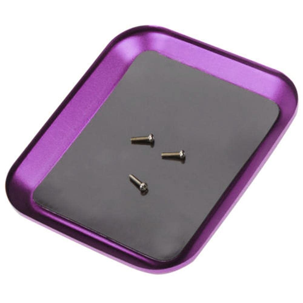 Aluminum Alloy Magnetic Screw Tray Plate for RC Car Repair - Compatible with SCX10 D90 D110 Crawler Models (Purple) | Essential RC Model Tool for Workshop & Field Maintenance