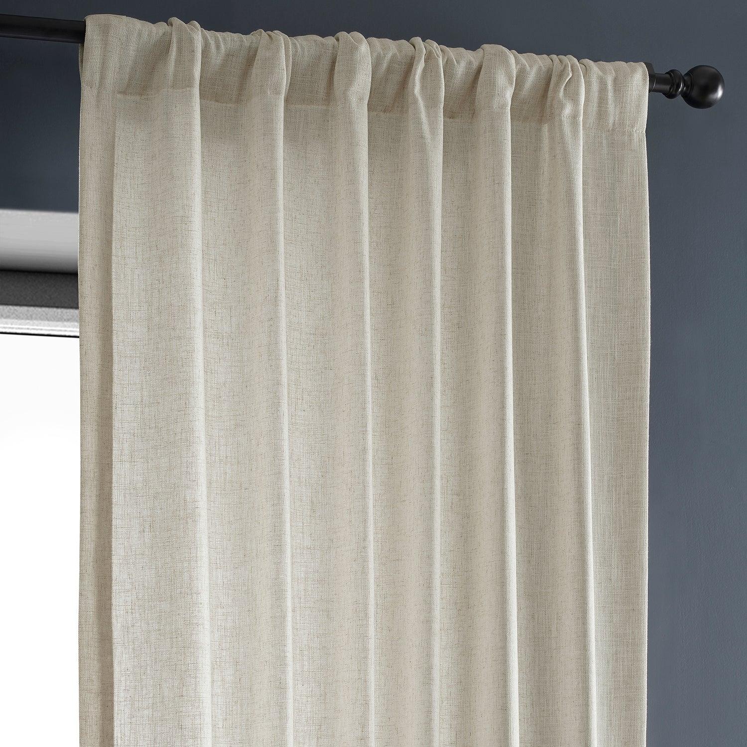 Premium Malted Cream Heavyweight Faux Linen Curtains - Blackout Thermal Insulated Window Drapes for Living Room, Bedroom & Home Decor (Set of 2 Panels)