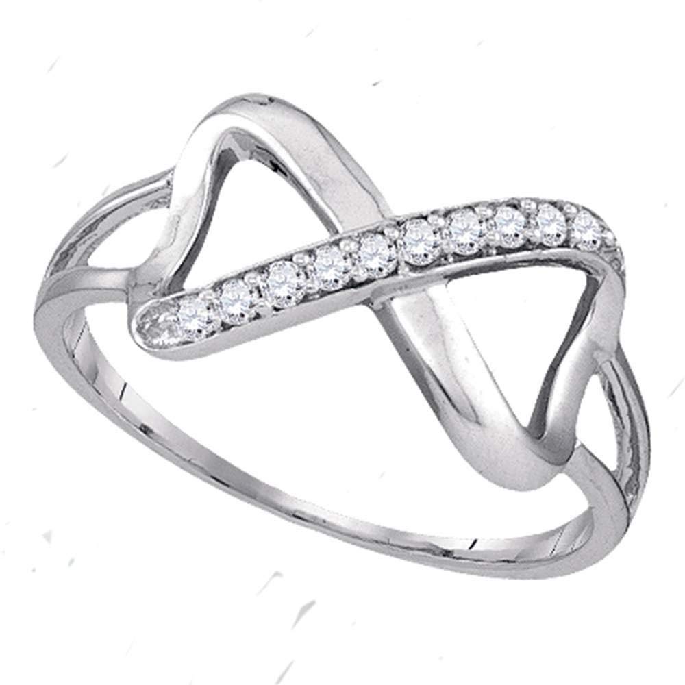 Sterling Silver Women's Round Diamond Infinity Fashion Band Ring - 1/10 CTTW Wedding, Anniversary & Promise Ring for Her - Perfect Gift for Valentine's Day, Engagement & Special Occasions