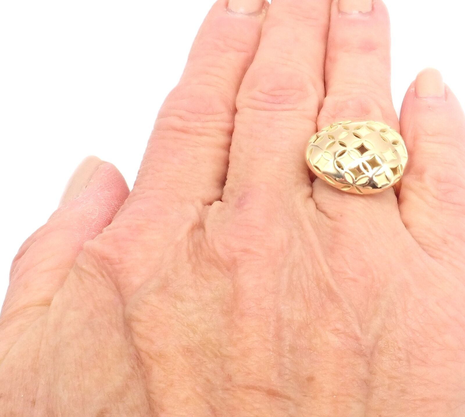 Authentic Louis Vuitton Monogram 18k Yellow Gold Large Ring - Luxury Fashion Jewelry for Women, Perfect for Parties, Weddings & Special Occasions