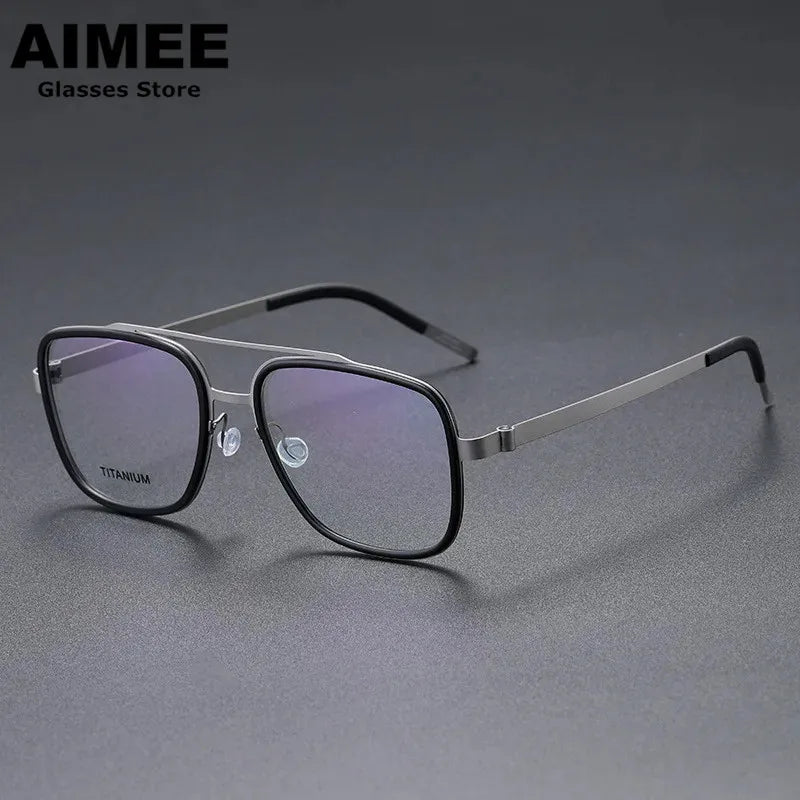 Stylish Unisex Square Full Rim Double Bridge Titanium Acetate Eyeglasses Frame 9911 - Perfect for Work, Reading & Fashion Accessories