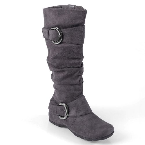 Journee Collection Women's Grey Jester Wide Calf Tall Boots - Comfortable Winter Riding Boots for Casual Outfits & Office Wear