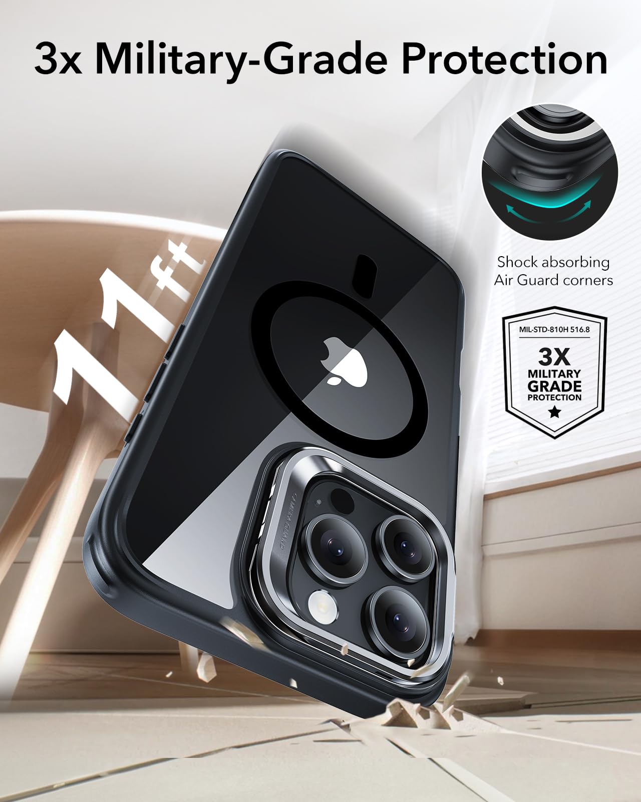 ESR iPhone 16 Pro Max Case with MagSafe - Military Protection & Stand for Work & Travel