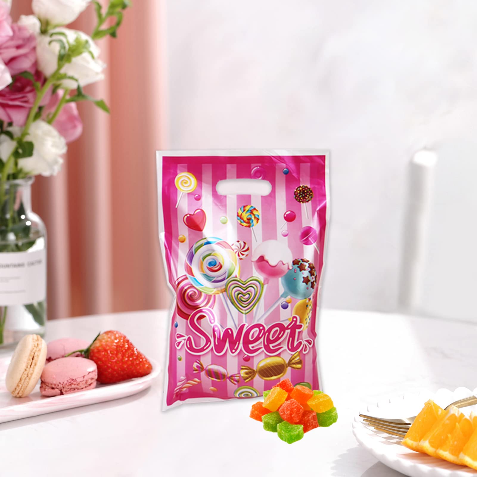 50 Pcs Candyland Goodie Gift Bags - Lollipop Treat Bags for Kids Birthday Party, Baby Shower & Wedding Favors - Sweet Candy Theme Party Supplies & Decorations - Perfect for Halloween, Christmas & School Events