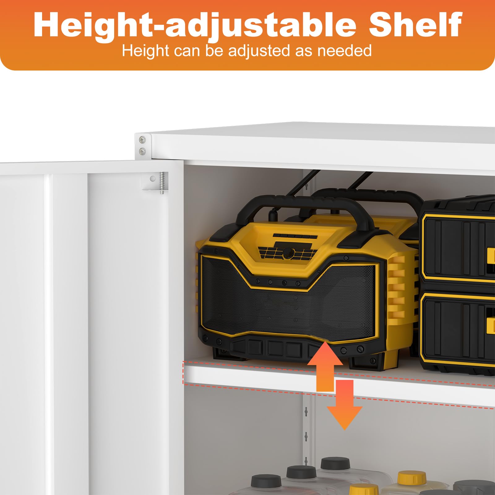 Metal Wall Storage Cabinet with Shelves & Locking Doors - Heavy Duty Steel Tool Cabinet for Garage, Home Office & Kitchen Organization - White (Perfect for Workshop Tools, Pantry Supplies & Home Office Files)