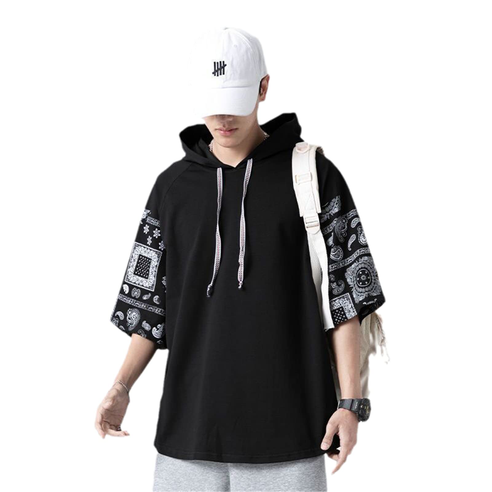 RJSZYZXS Men's Hip Hop Streetwear T-Shirt - Patchwork Harajuku Short Sleeve Tee for Casual Wear | Trendy Urban Fashion for Street Style & Daily Outfits