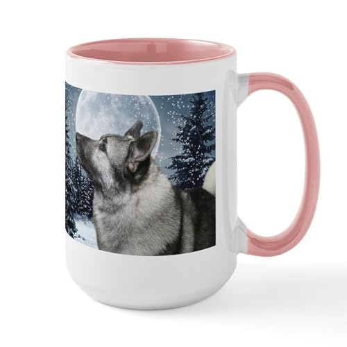 White/Pink Inside - Norwegian Elkhound Large Mug