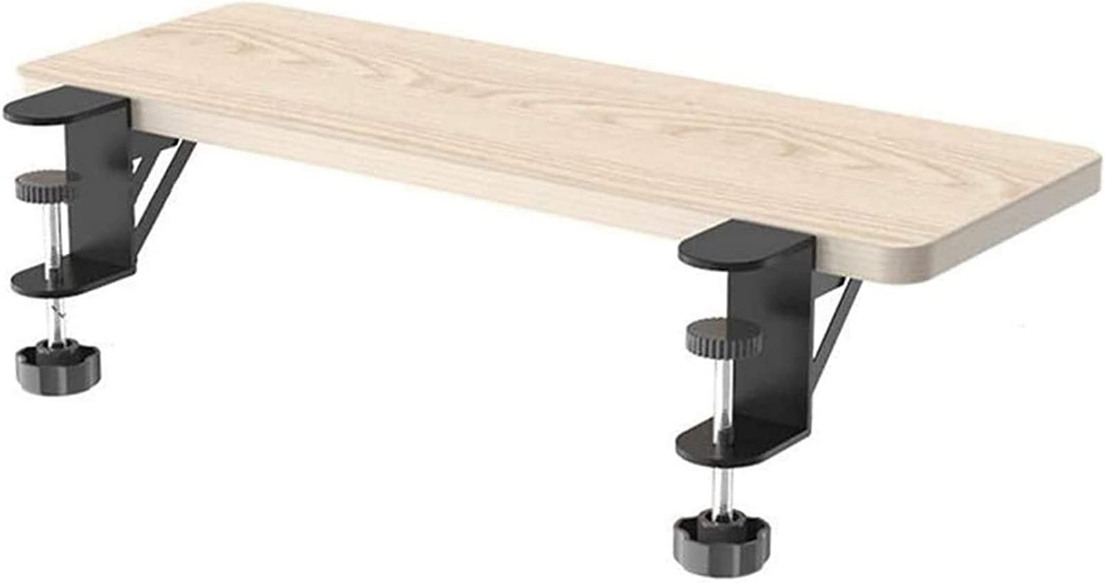 LIJCC Under Desk Keyboard Tray - Ergonomic Wooden Keyboard Drawer with Mouse Platform & Wrist Rest | Space-Saving Clamp-On Design, No Screws Needed | Perfect for Home Office, Gaming Setup & Small Workspaces