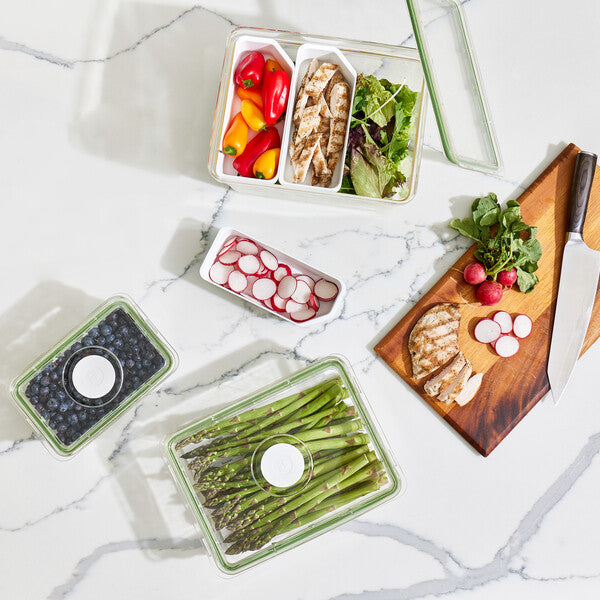 Fresh Large Short Bin with Insert Tray - Durable Storage Container for Kitchen, Bathroom & Office Organization