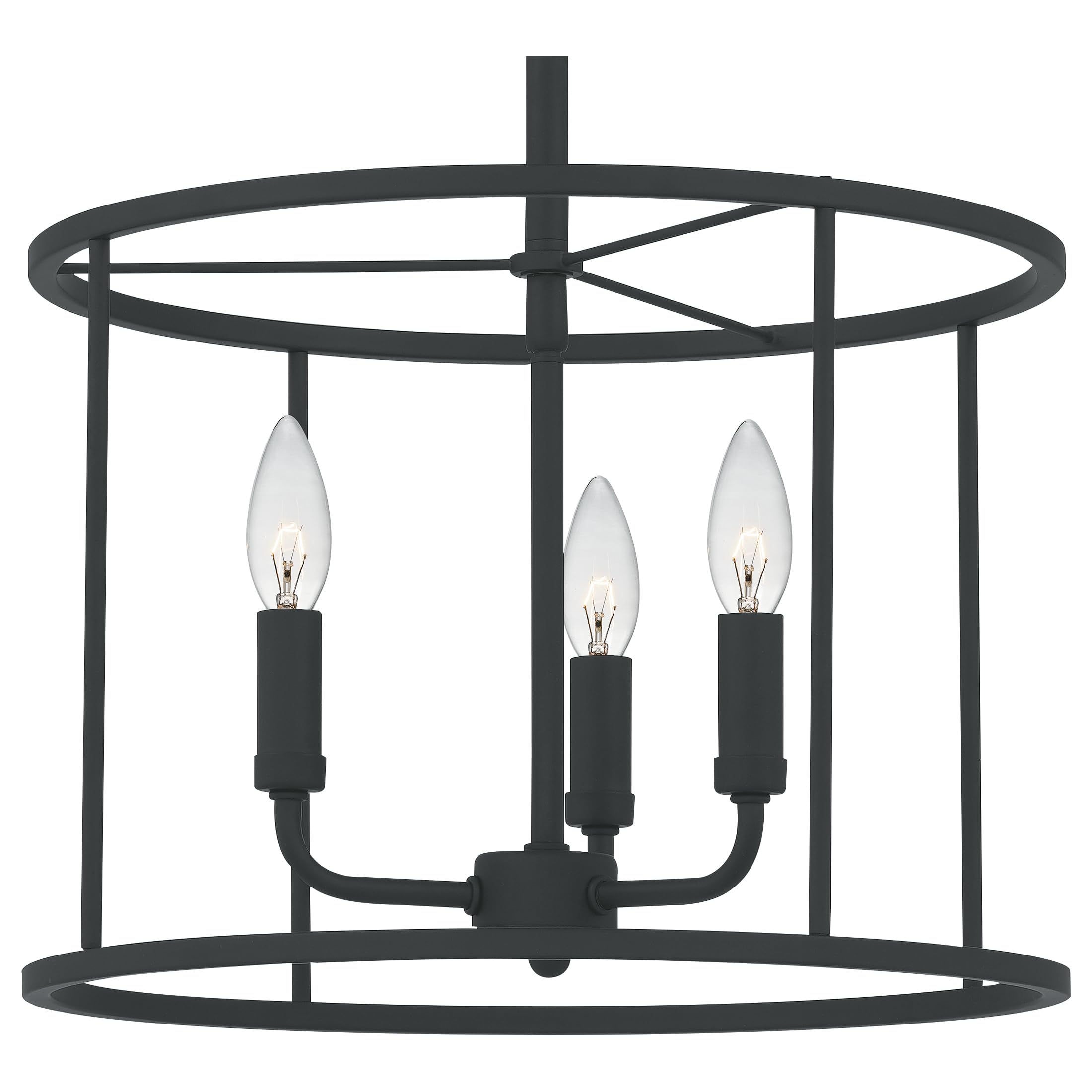 Quoizel Abner 3-Light Matte Black Pendant Light Fixture - Modern Industrial Dining Room Lighting for Kitchen Island, Bar, or Entryway