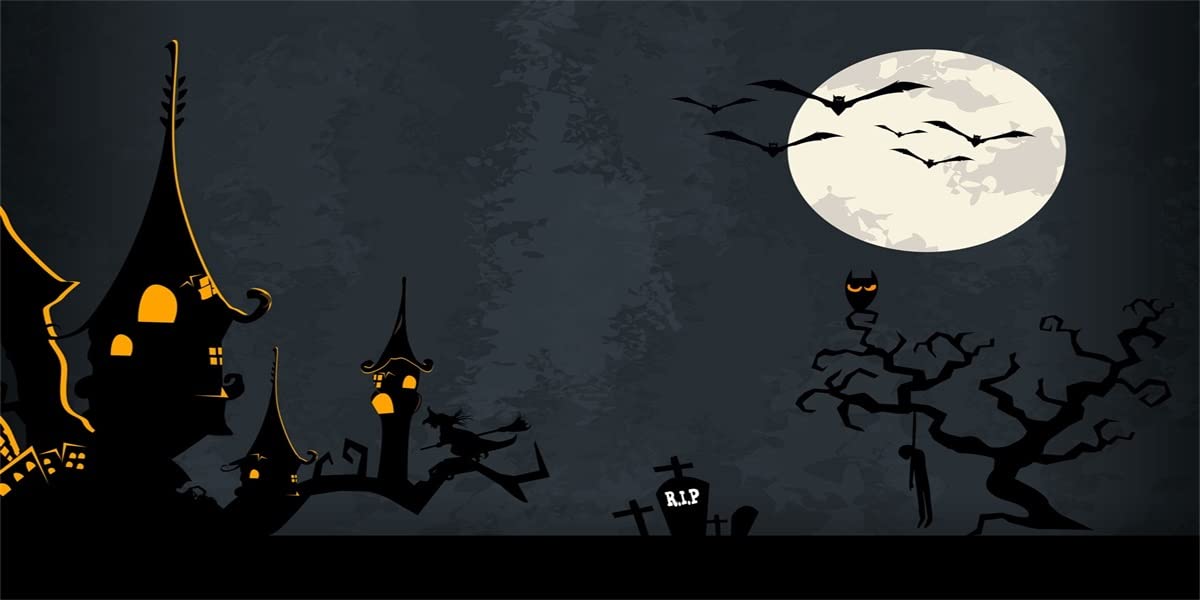 20X10ft Horror Night Photography Backdrop - Mystery Graveyard Darkness Ghost Theme for Halloween Party, Kids Photo Shoot Background - Perfect for Spooky Decorations, Themed Events & Birthday Parties