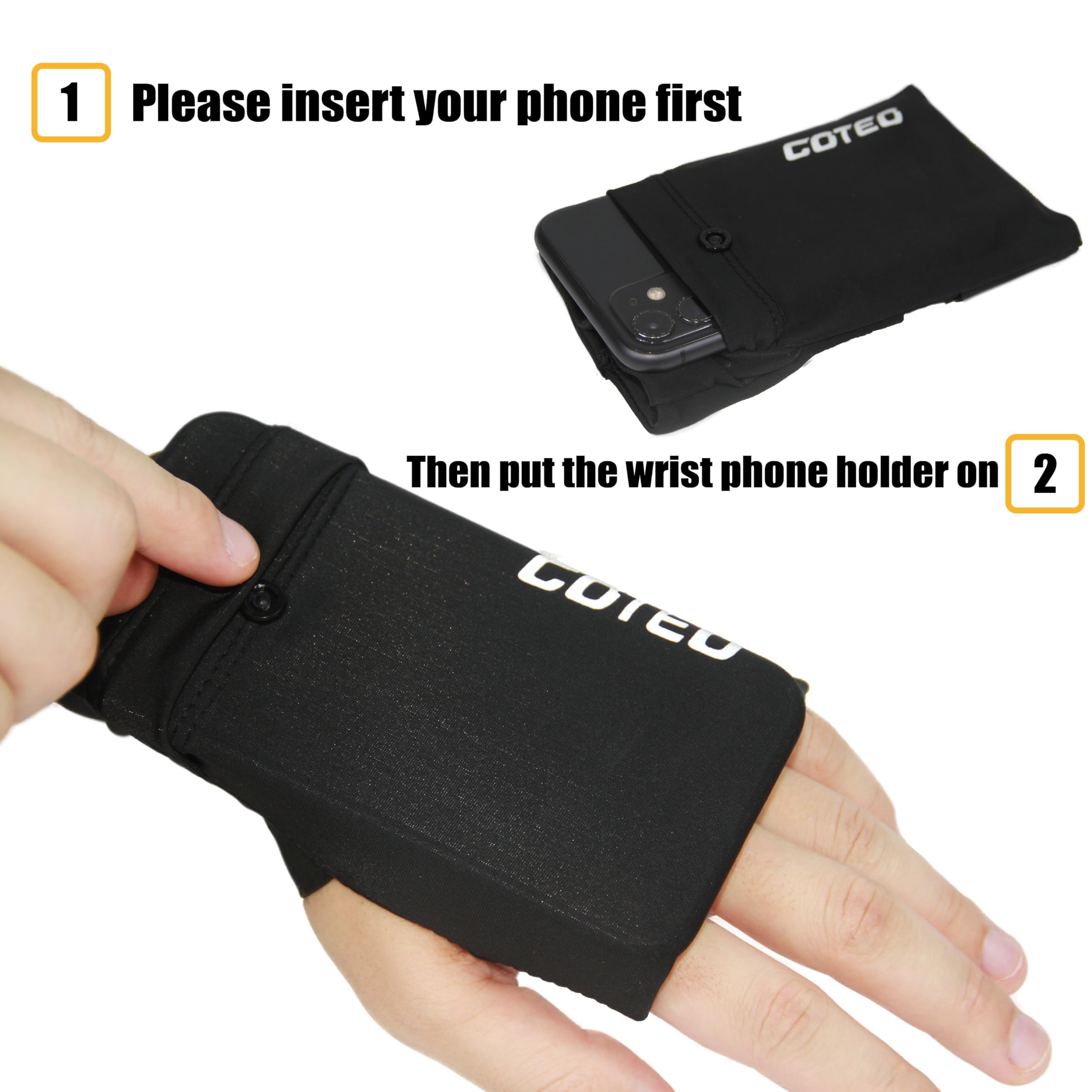 Running Armband for iPhone - Adjustable Phone Holder Wrist Wallet Pouch for Workout, Walking & Hiking | Secure Fitness Accessory for Jogging & Outdoor Sports (Black, Large, Left Arm)
