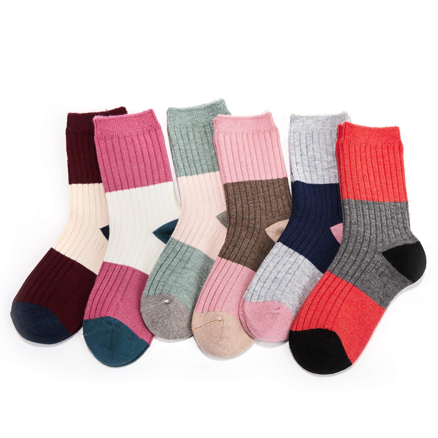Warm Wool Thermal Crew Socks for Boys - 6 Pairs Kids Winter Socks for School, Outdoor Activities & Cold Weather Comfort
