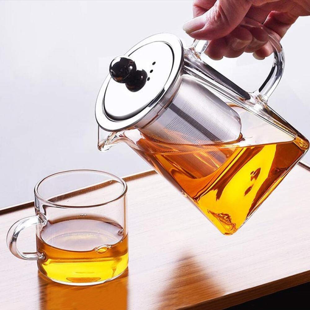 JHSHENGSHI 350ml Heat Resistant Glass Teapot with Stainless Steel Strainer - Perfect for Loose Leaf Tea, Herbal Infusions & Iced Tea Brewing - Ideal for Home, Office & Tea Ceremonies