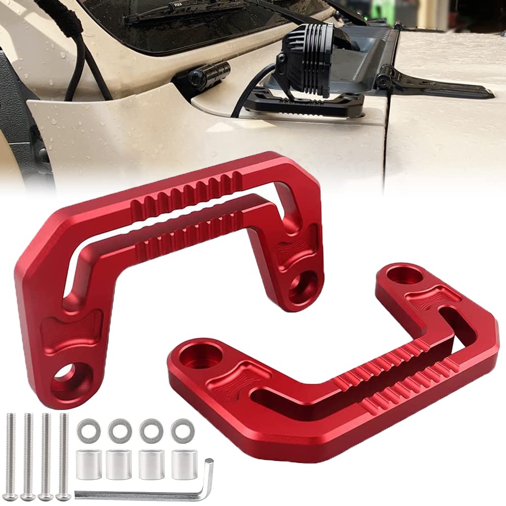 KANGIKX A-Pillar LED Light Bar Mounting Brackets for Jeep Wrangler JL/JLU (2018-2021) & Gladiator JT (2020-2021) - Red Windshield Hinge Light Pod Brackets - Off-Road, Camping & Night Driving Accessories