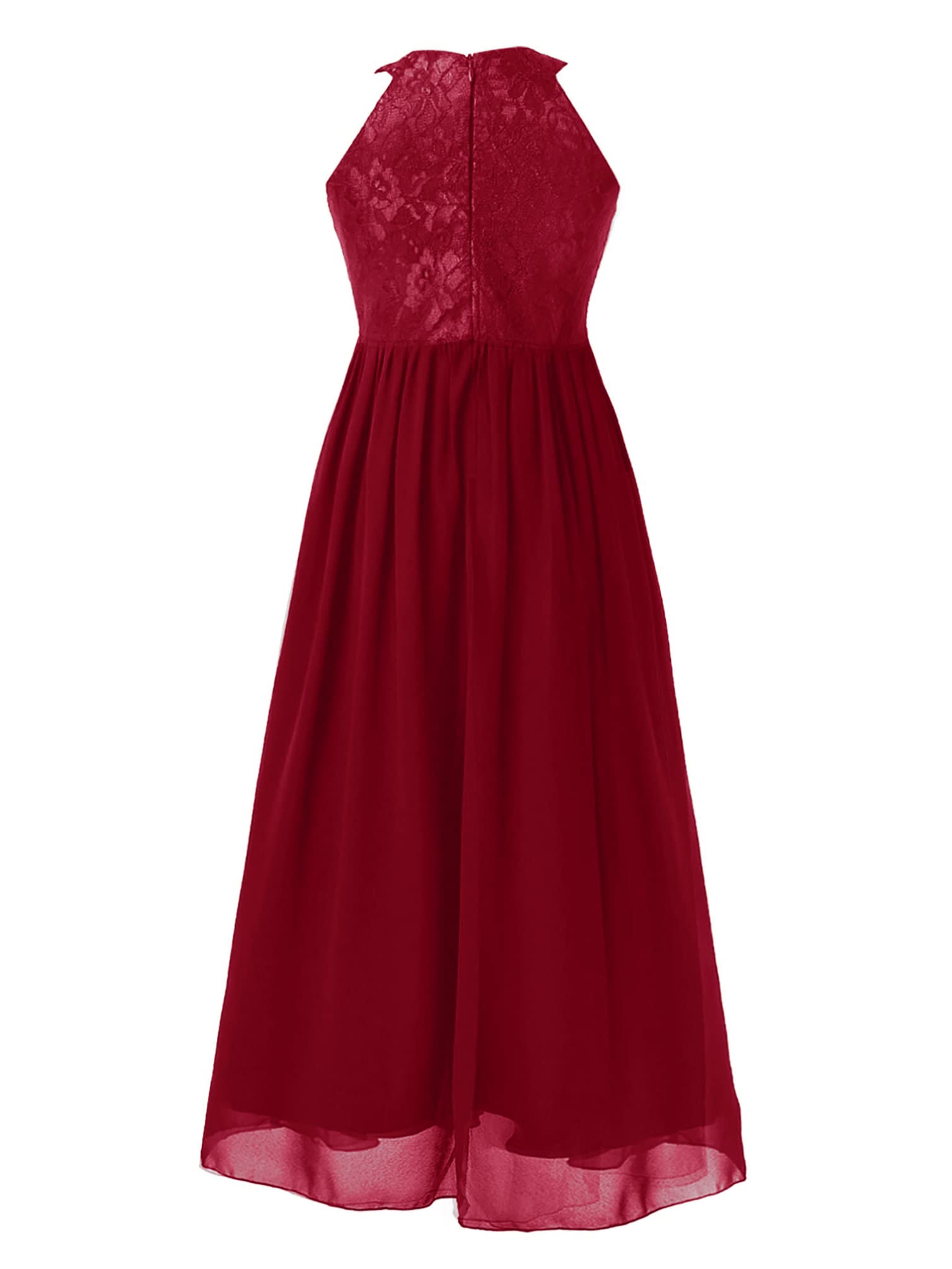 Flower Girls Halter Floral Lace Sleeveless Wedding Party Dress - First Communion Dresses for Girls - Perfect for Weddings, Baptisms & Special Occasions