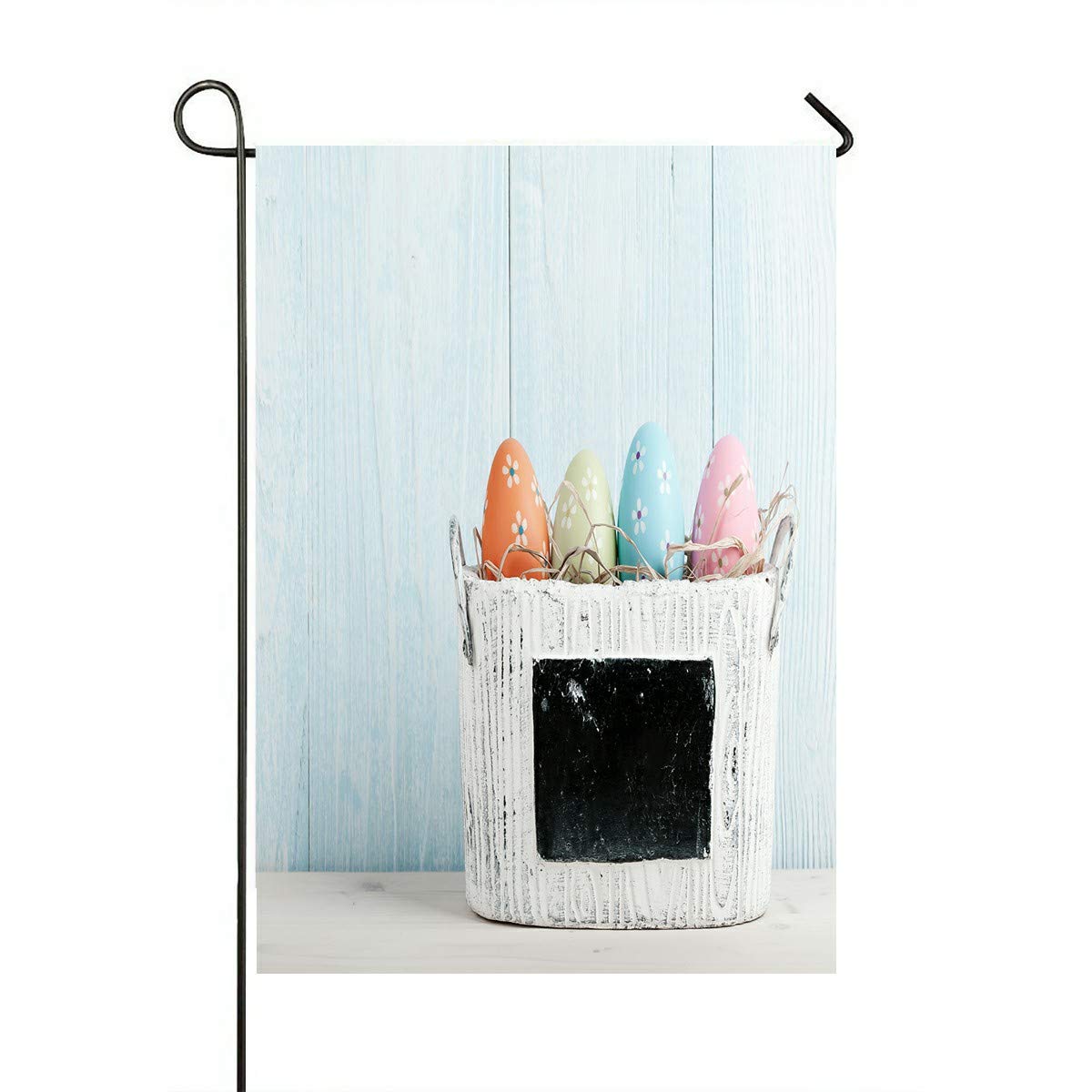 Blue Wooden Easter Egg Outdoor Flag - 28x40 Inch Spring Garden Decor for Home, Party & Easter Celebrations | Weather-Resistant Yard Decoration