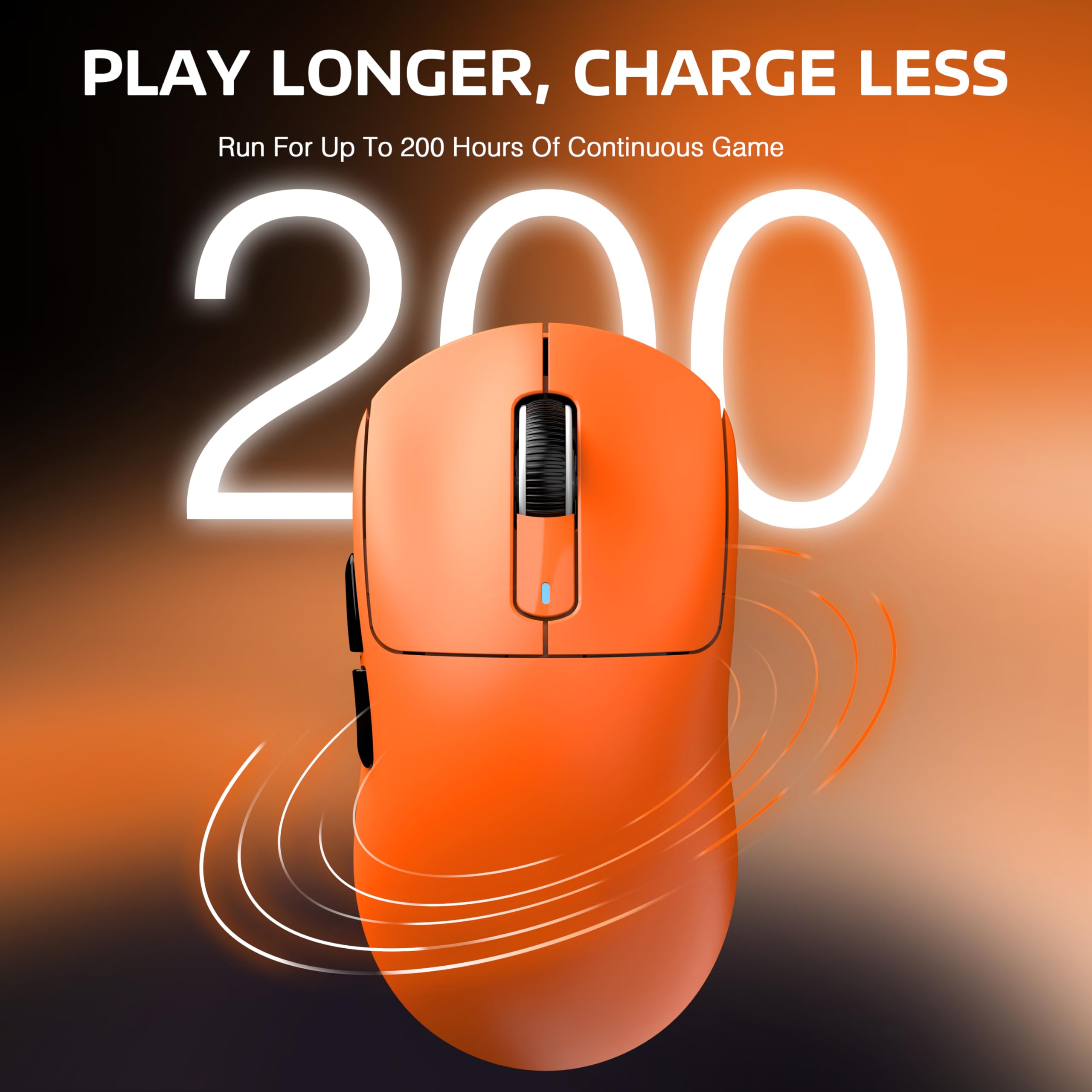 ATTACK SHARK X3 Wireless Gaming Mouse - 49g Lightweight Ergonomic Design, PAW3395 Sensor with 26K DPI, 200-Hour Battery, Triple Mode Connectivity, 7 Programmable Buttons - Perfect for PC, Laptop, Mac Gaming (Orange) - Ideal for FPS, MOBA, Esports & Office Work