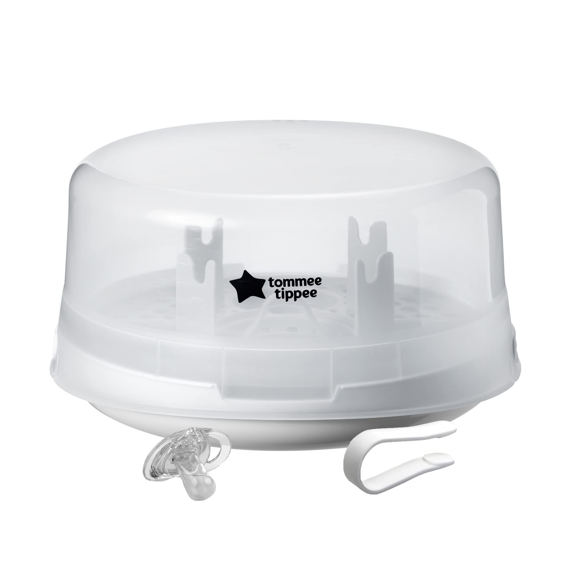 Tommee Tippee Microwave Steam Sterilizer for Baby Bottles, Pacifiers & Accessories - Kills 99.9% of Germs & Viruses in 4 Minutes | BPA-Free, Quick & Easy Sterilization for Newborn Essentials | Perfect for Daycare, Travel & Home Use
