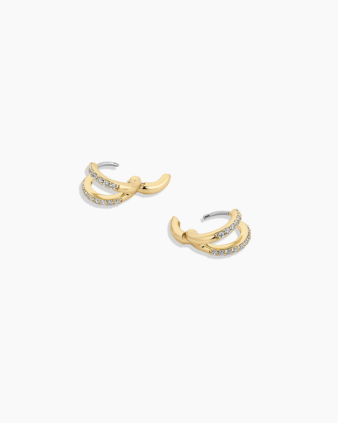 Shimmer Double Huggie Earrings - Sparkling Hoop Earrings for Women, Dainty Gold Huggie Hoops, Perfect for Everyday Wear, Parties & Gifts