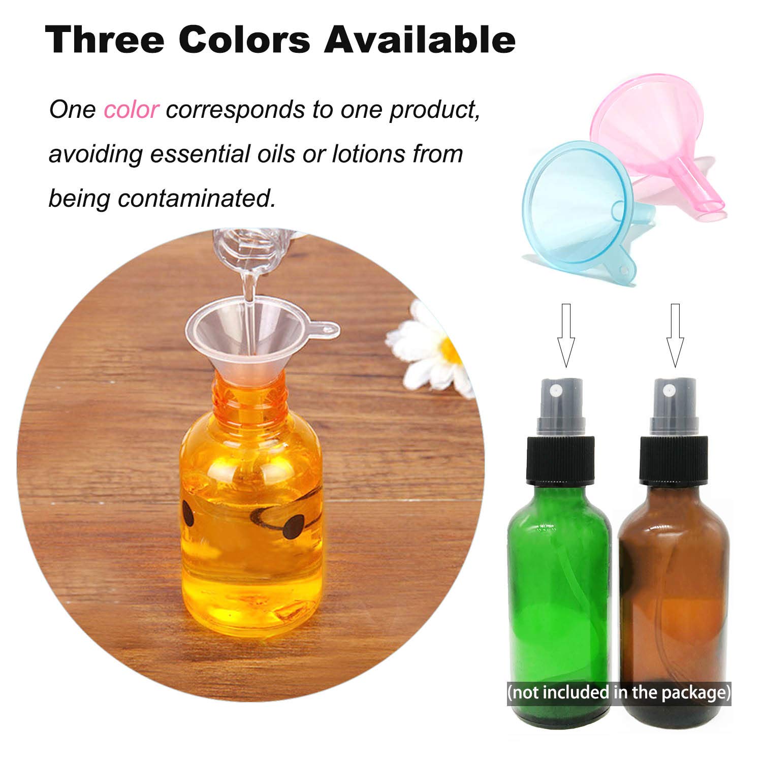 Refillable Cosmetic Containers & Filling Funnels for Lotion, Shampoo, Essential Oils - Leakproof Travel Bottle Accessories (Pink, Clear, Blue) - Perfect for DIY Beauty Products, Home Organization & Travel Toiletries