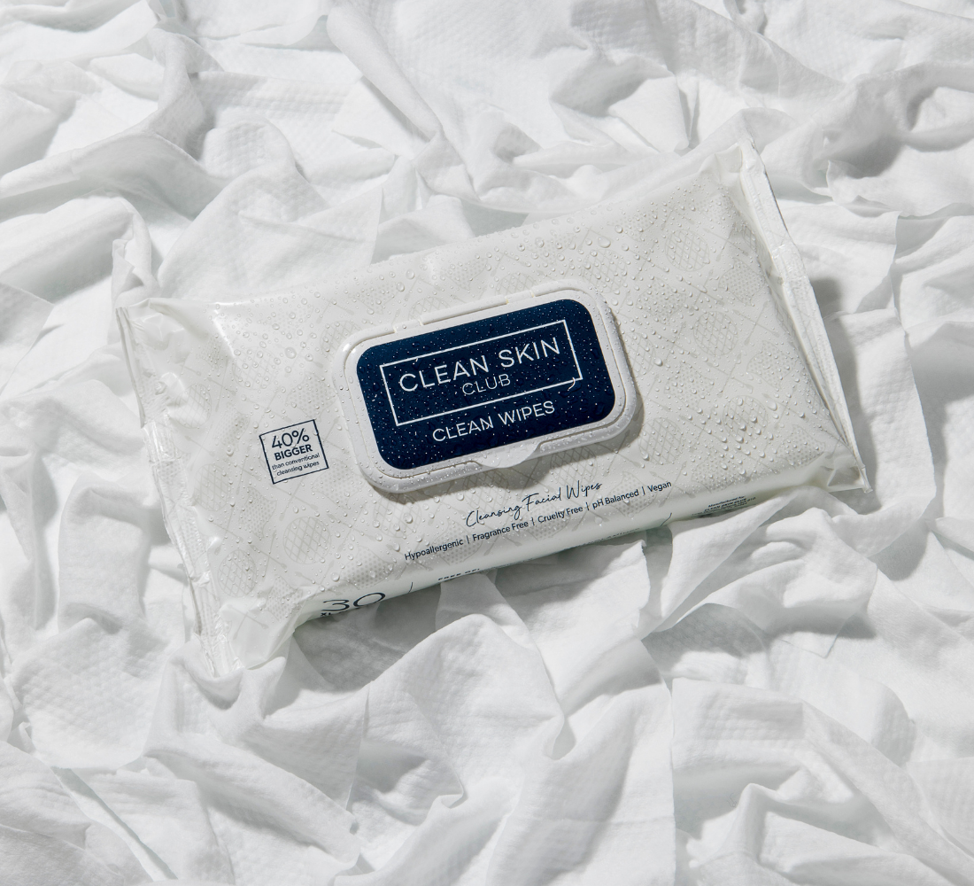 Clean Skin Club Disposable Facial Cleansing Wipes for Acne & Makeup Removal - Gentle & Hypoallergenic for Sensitive Skin - Perfect for Travel, Gym & On-the-Go Skincare
