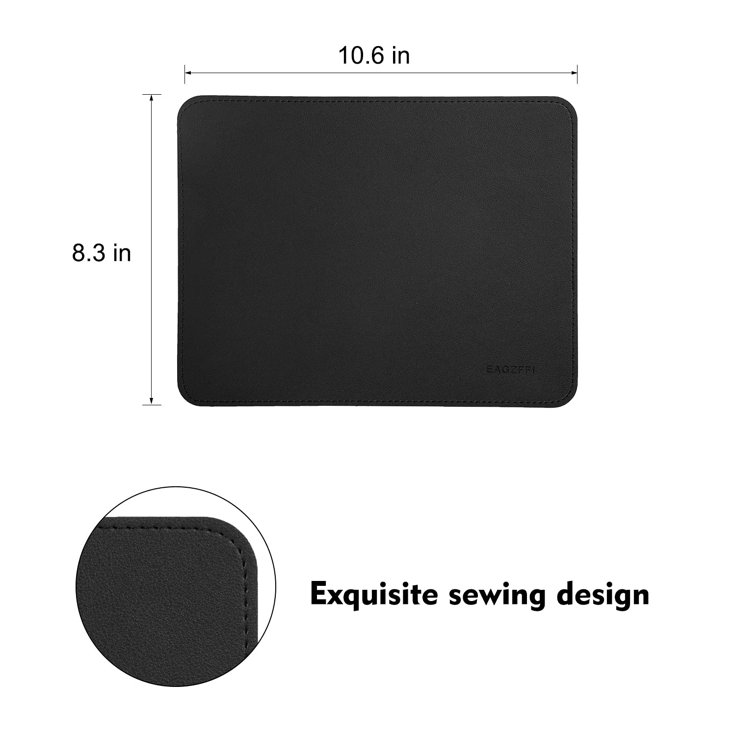 Premium Leather & Wood Double-Sided Mouse Pad with Stitched Edges - Non-Slip Desk Mat with Built-in Coaster for Laptop, PC, Office & Home Use (8x11 Inches, Black) - Ideal for Workstations, Gaming Setups & Home Offices