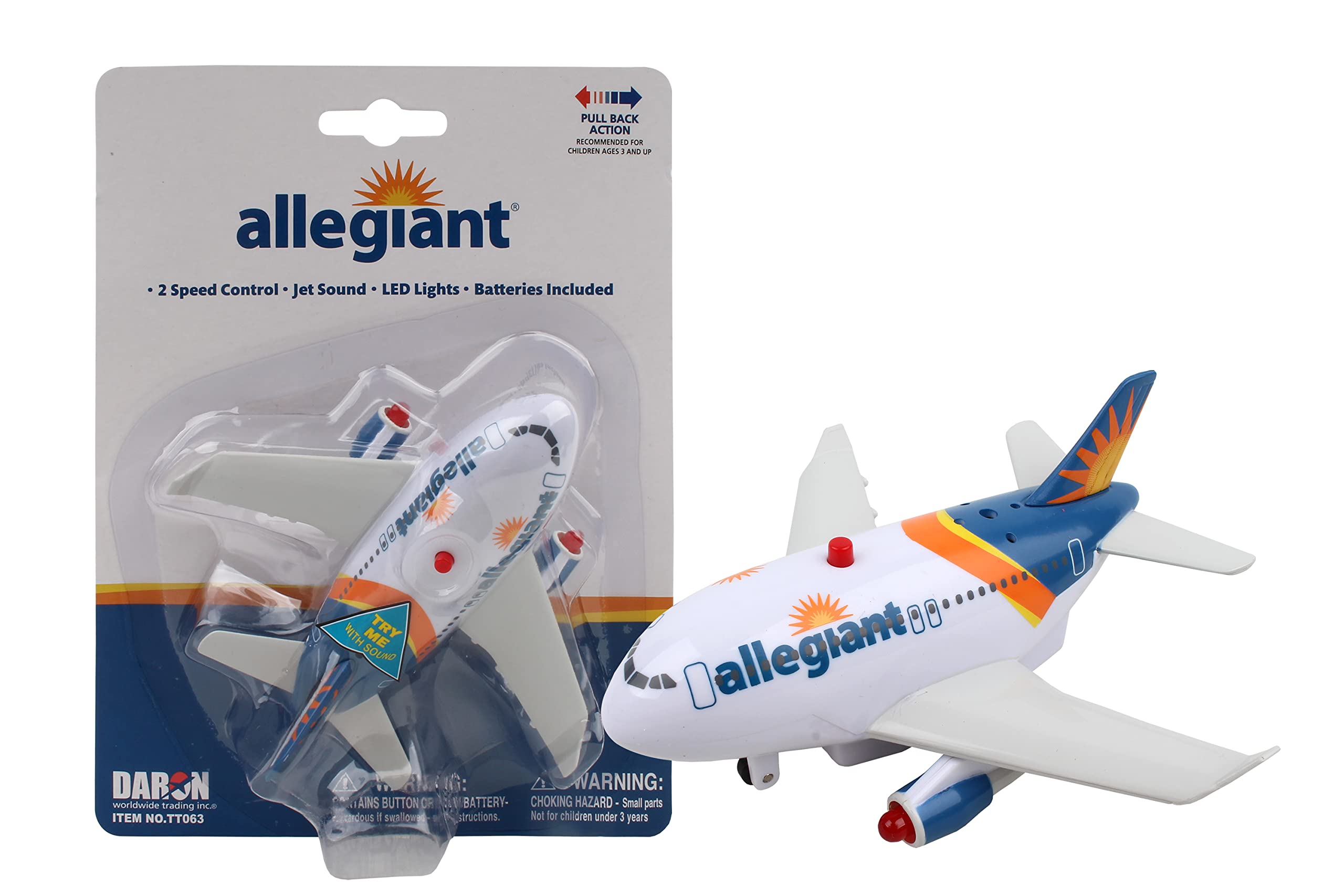 DARON Allegiant Pullback Toy Plane with Lights & Sounds - Fun Airplane Toy for Kids, Great Gift for Boys & Girls Ages 3+ | Pretend Play, Birthday Party Favor, Travel Companion