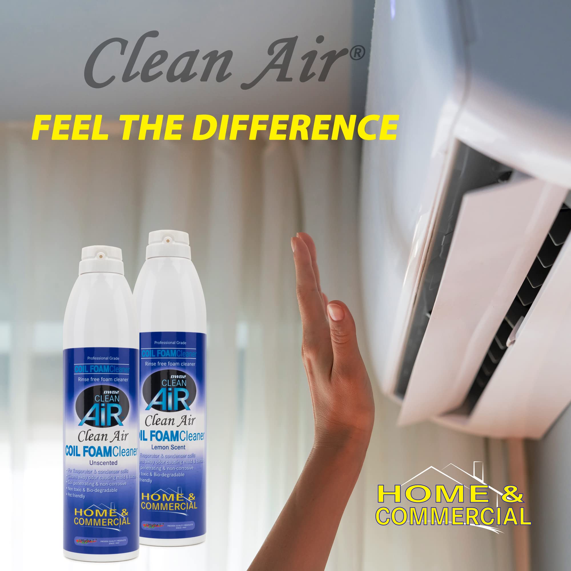 Foaming AC Coil Cleaner for Air Conditioner Units - HVAC Condenser & Evaporator Coil Cleaner Spray | Split System Maintenance | Unscented Formula for Home & Office Use