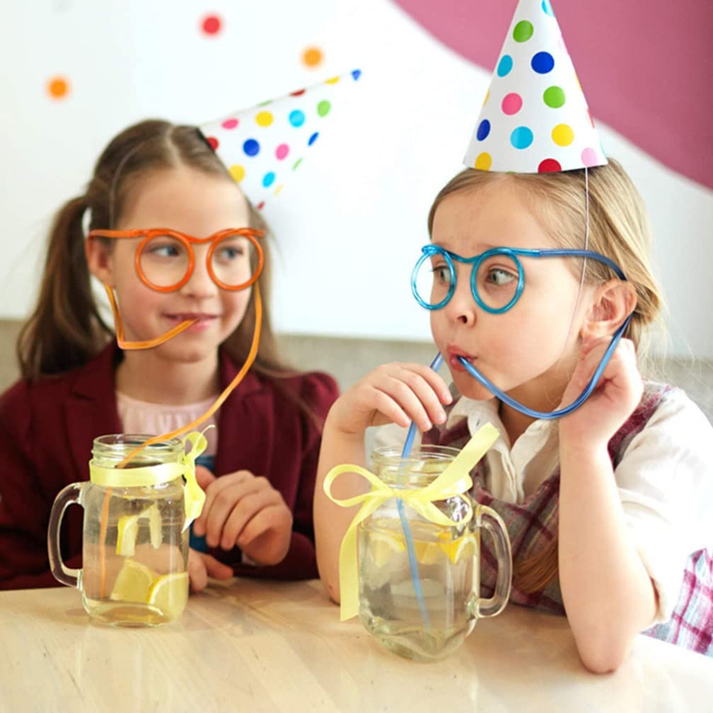 24pcs Fun Eyeglass Drinking Straws for Parties - Creative Plastic Straws with Glasses for Kids & Adults - Perfect for Birthday Celebrations, Themed Events & Fun Drinks