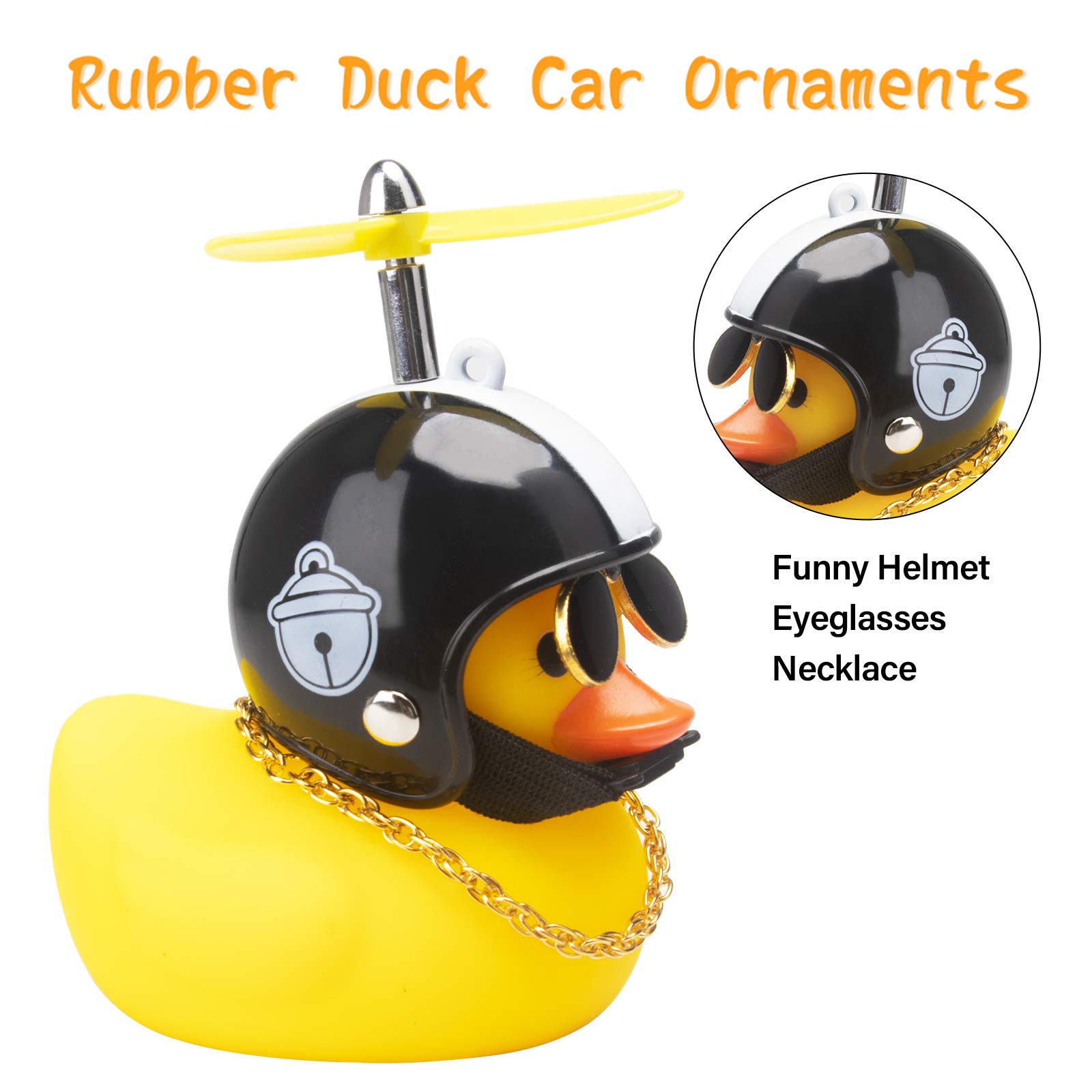 Wonuu Rubber Duck Toy Car Decor - Yellow Dashboard Duck with Cool Glasses & Helmet for Car Accessories