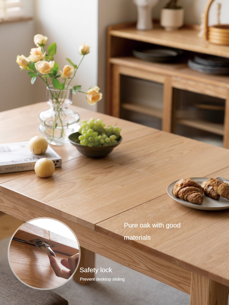 Solid Oak Wood Extendable Folding Dining Table - Expandable for Small Spaces, Perfect for Apartments & Family Gatherings