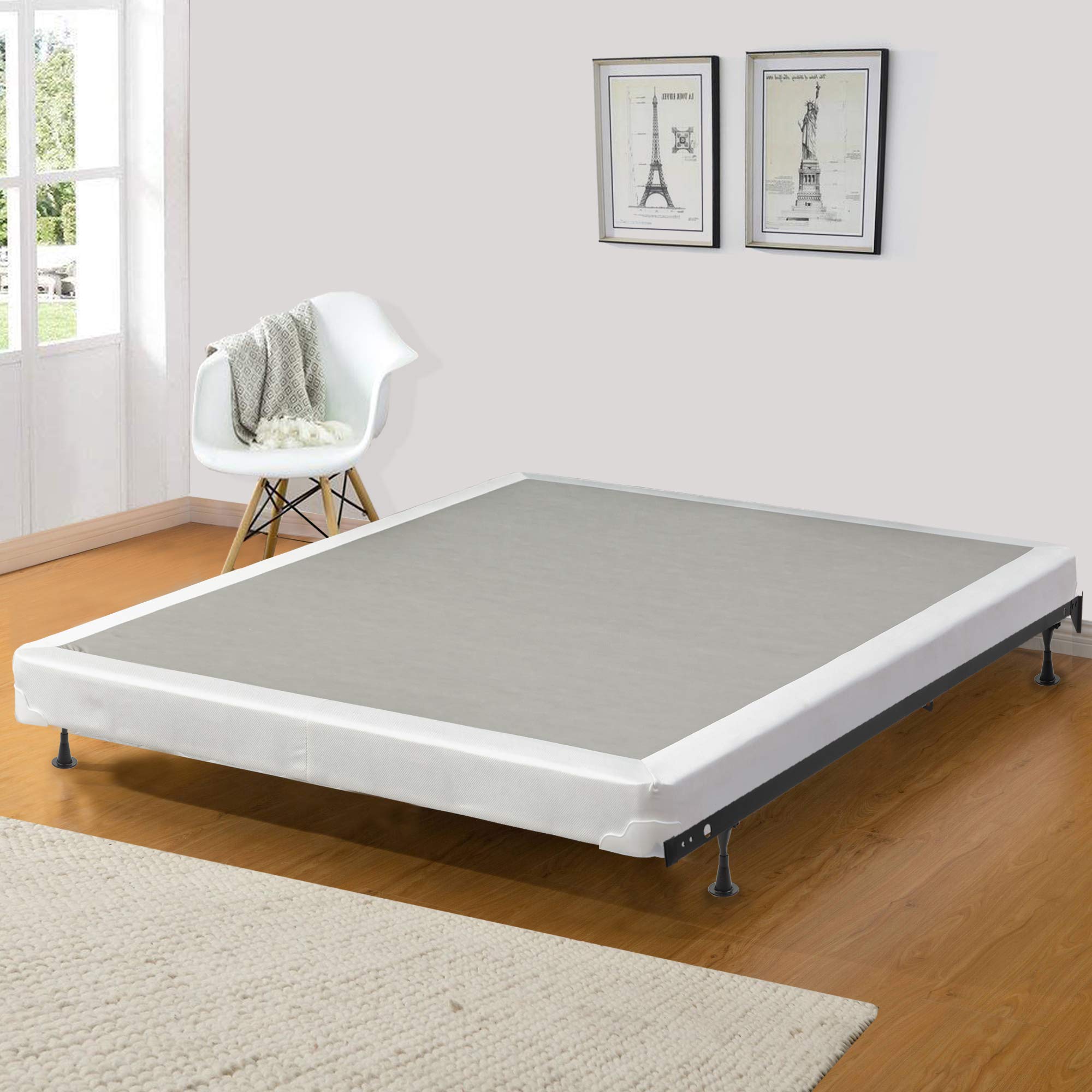 Continental Sleep Fully Assembled Box Spring - Full Size, White | Premium Mattress Foundation for Bedroom, Guest Room & Dorm