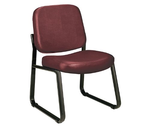 OFM Black Vinyl Guest and Reception Chair - Armless Office Seating for Waiting Rooms, Lobbies, and Conference Areas
