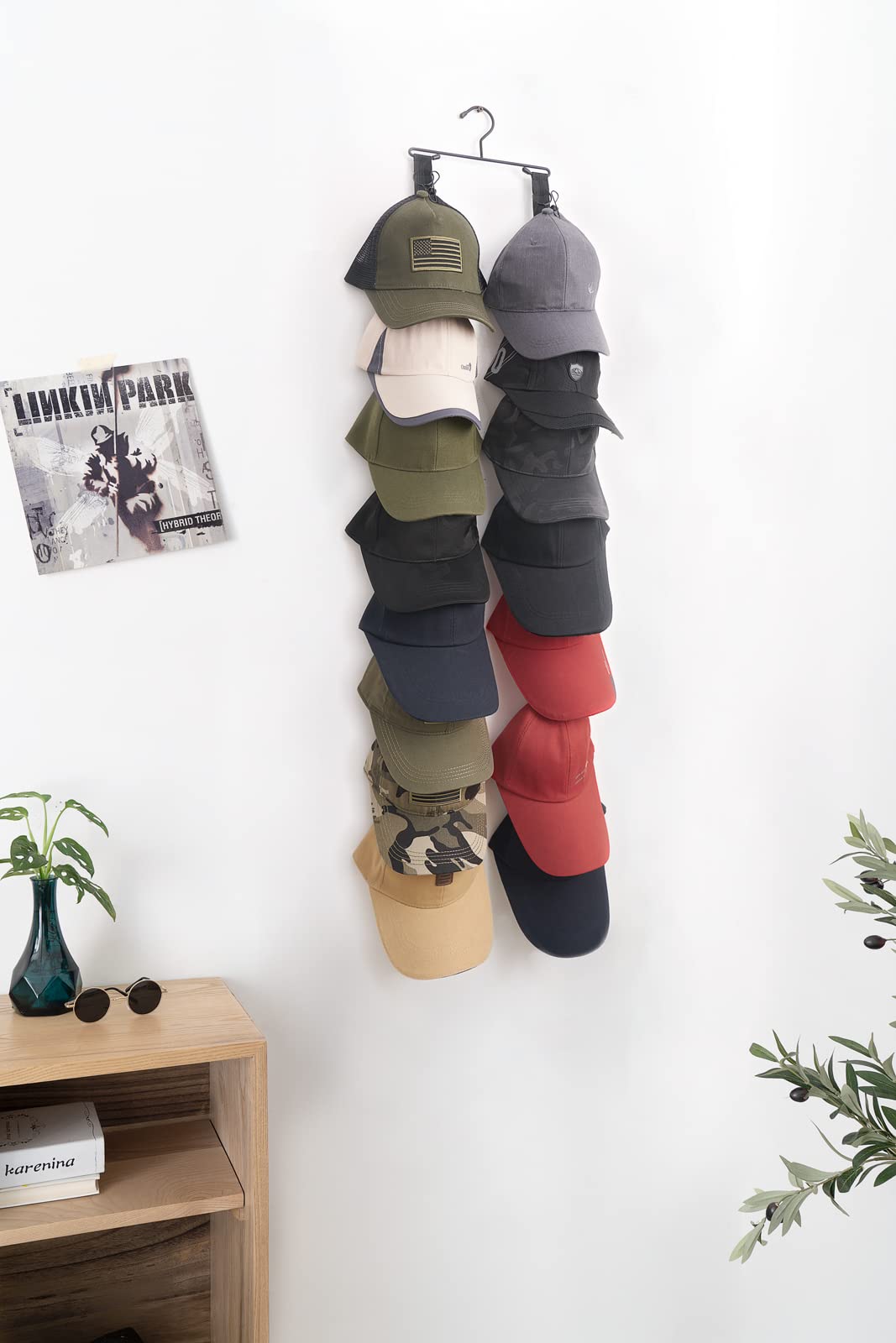 Mkono 16-Hook Baseball Cap Organizer - Space Saving Closet Storage Rack for Hats, Wall & Door Mountable - Perfect for Bedroom, Closet, Dorm Room Organization