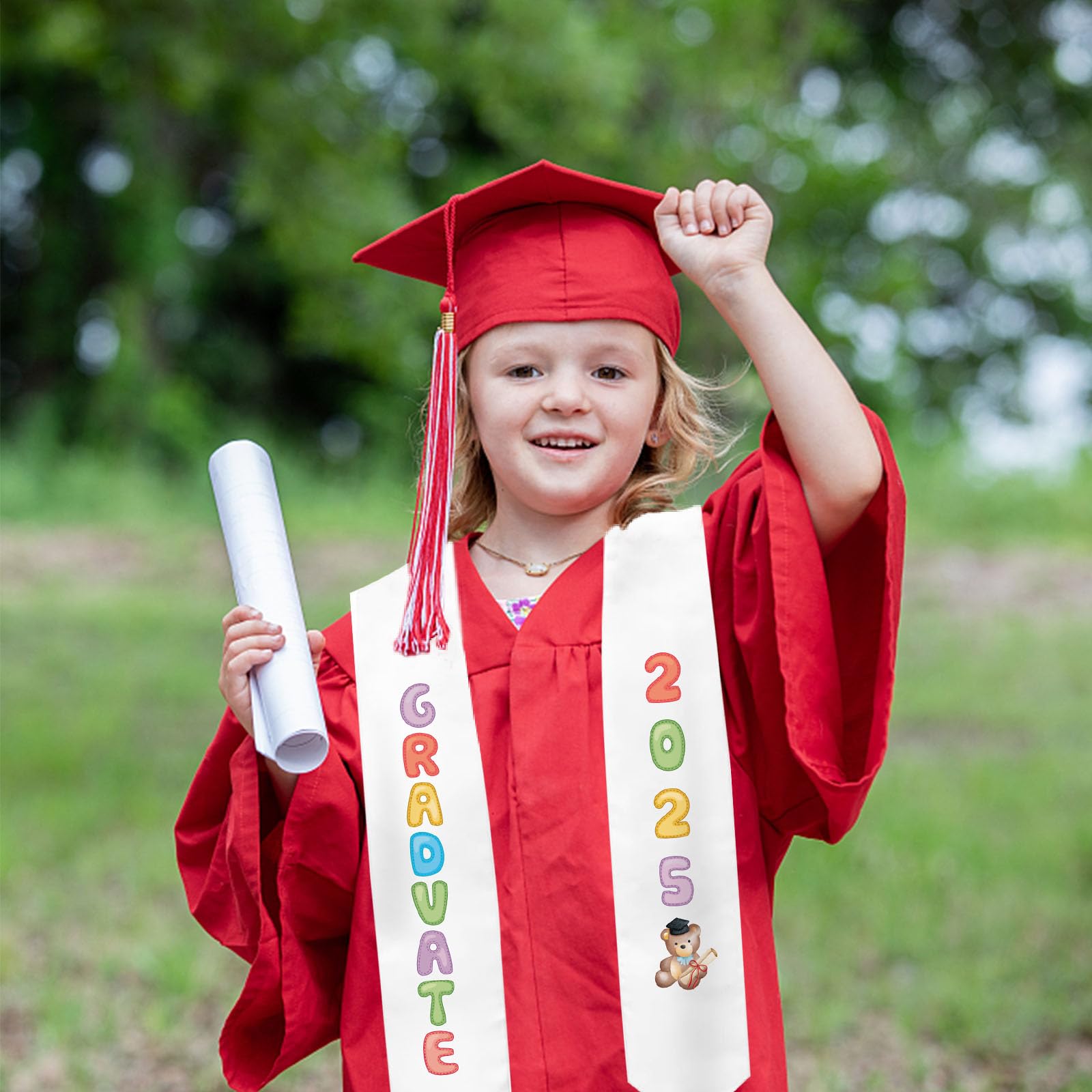 2025 Kindergarten Graduation Sash - White Preschool Graduation Stole for Class of 2025, Party Favors & Ceremony Decorations - Perfect for Preschool Graduation Parties, Photo Props & School Celebrations