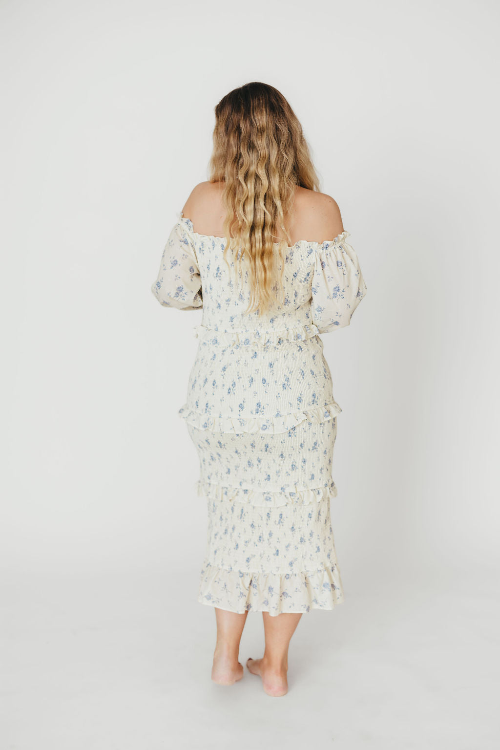 Chloe Maternity Midi Dress - Blue Flowy Bump-Friendly Dress for Pregnancy | Perfect for Baby Showers, Maternity Photos & Special Occasions