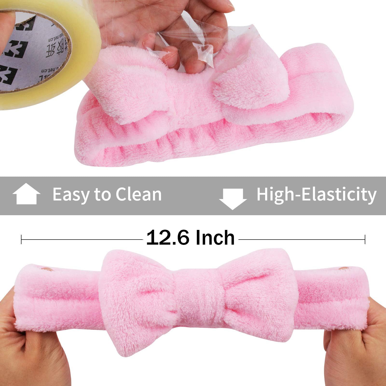 Ondder 8 Pack Spa Headbands for Women & Girls - Soft Fluffy Makeup & Facial Headbands, Solid Color Bowknot Hair Bands for Washing Face, Skincare, Shower & Spa - Perfect for Beauty Routines, Cosmetics & Relaxation